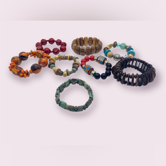 Retro Colourful Beaded Bracelets Mixed Jewelry Lot - Picture 8 of 9